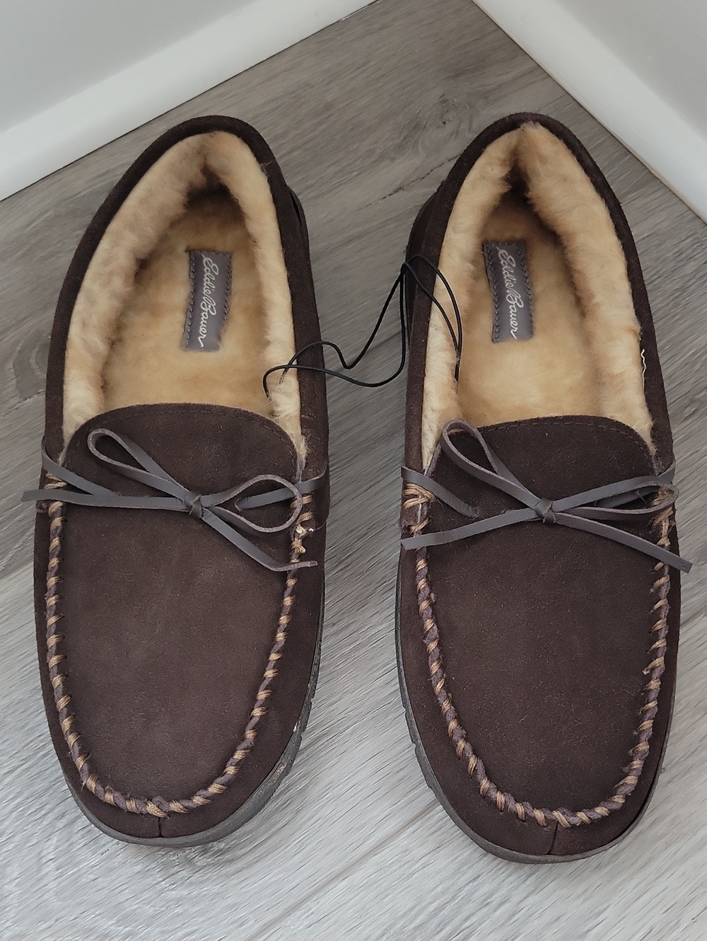 Eddie Bauer Men's Dark Brown Cordova Mocassin Slipper Large 9.5/10.5 NWOT
